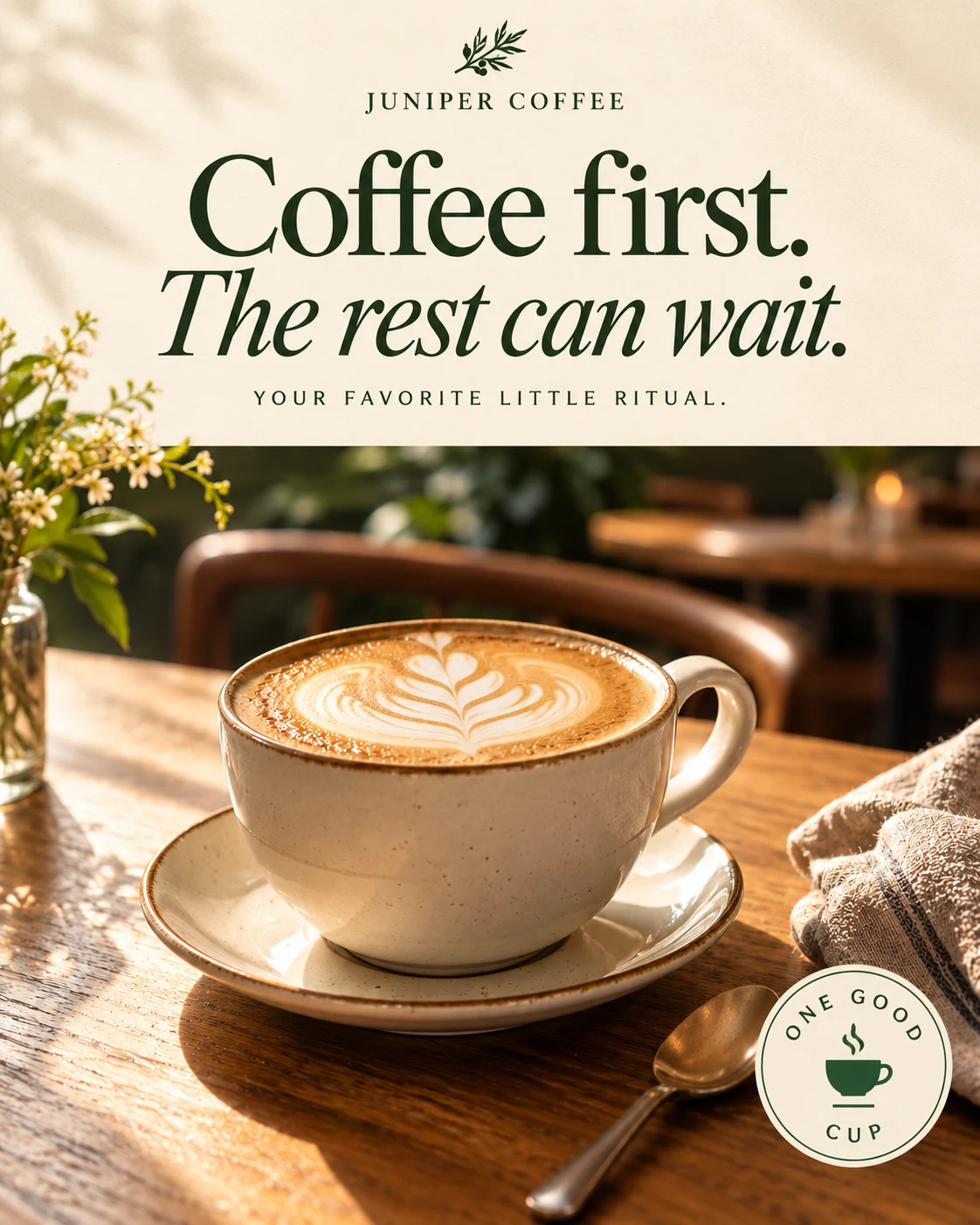 Juniper Coffee fictional sample creative illustrating threads content direction
